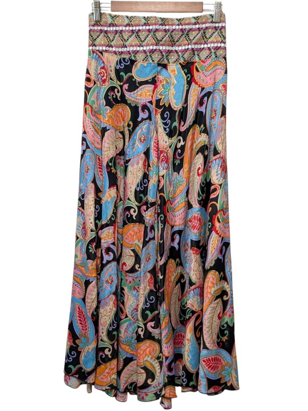 Karma Highway NWT Womens OSFM Colorful Paisley Pull On Wide Leg Palazzo Pants